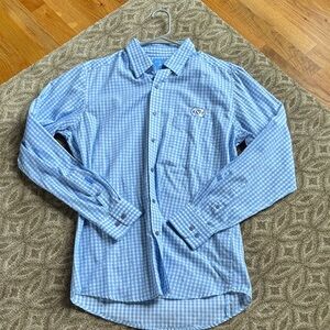 Antigua Light Blue Checkered Men's Shirt UNC logo